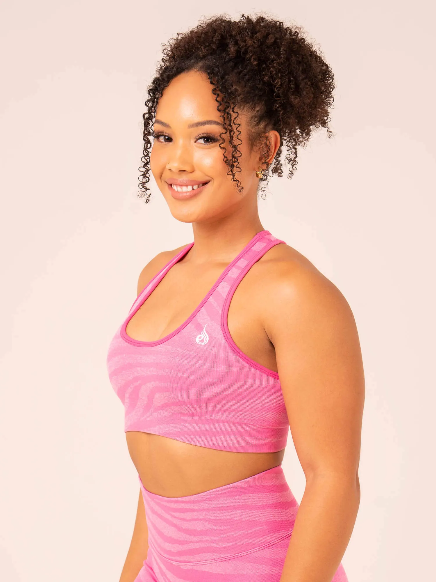 Zebra Seamless Sports Bra - Pink Zebra Fitted Comfort