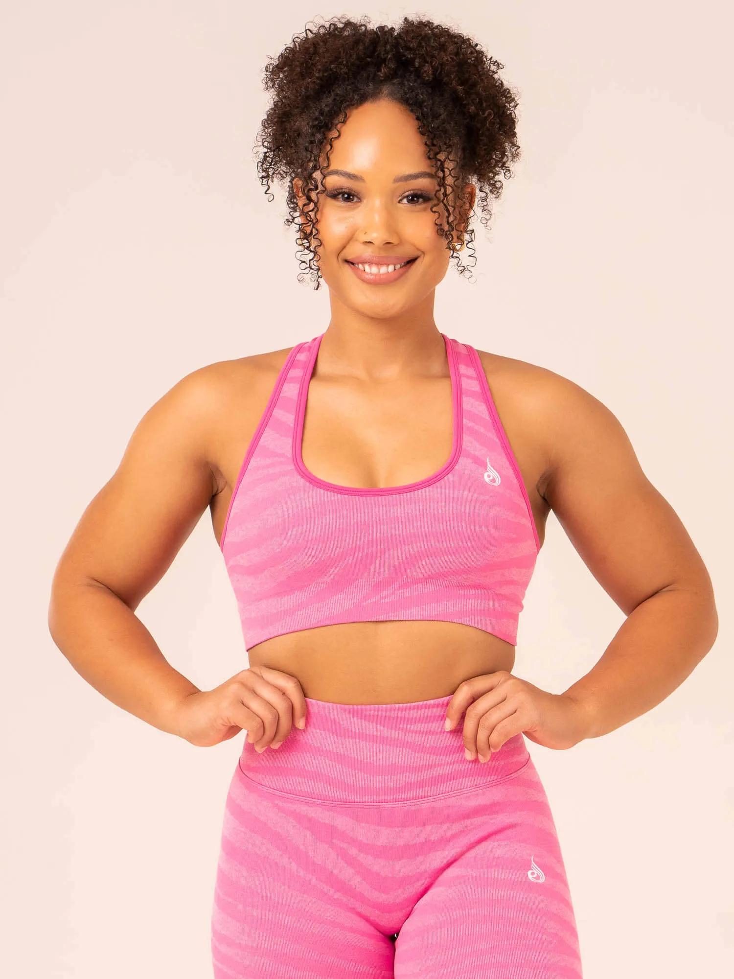 Zebra Seamless Sports Bra - Pink Zebra Soft Fabric