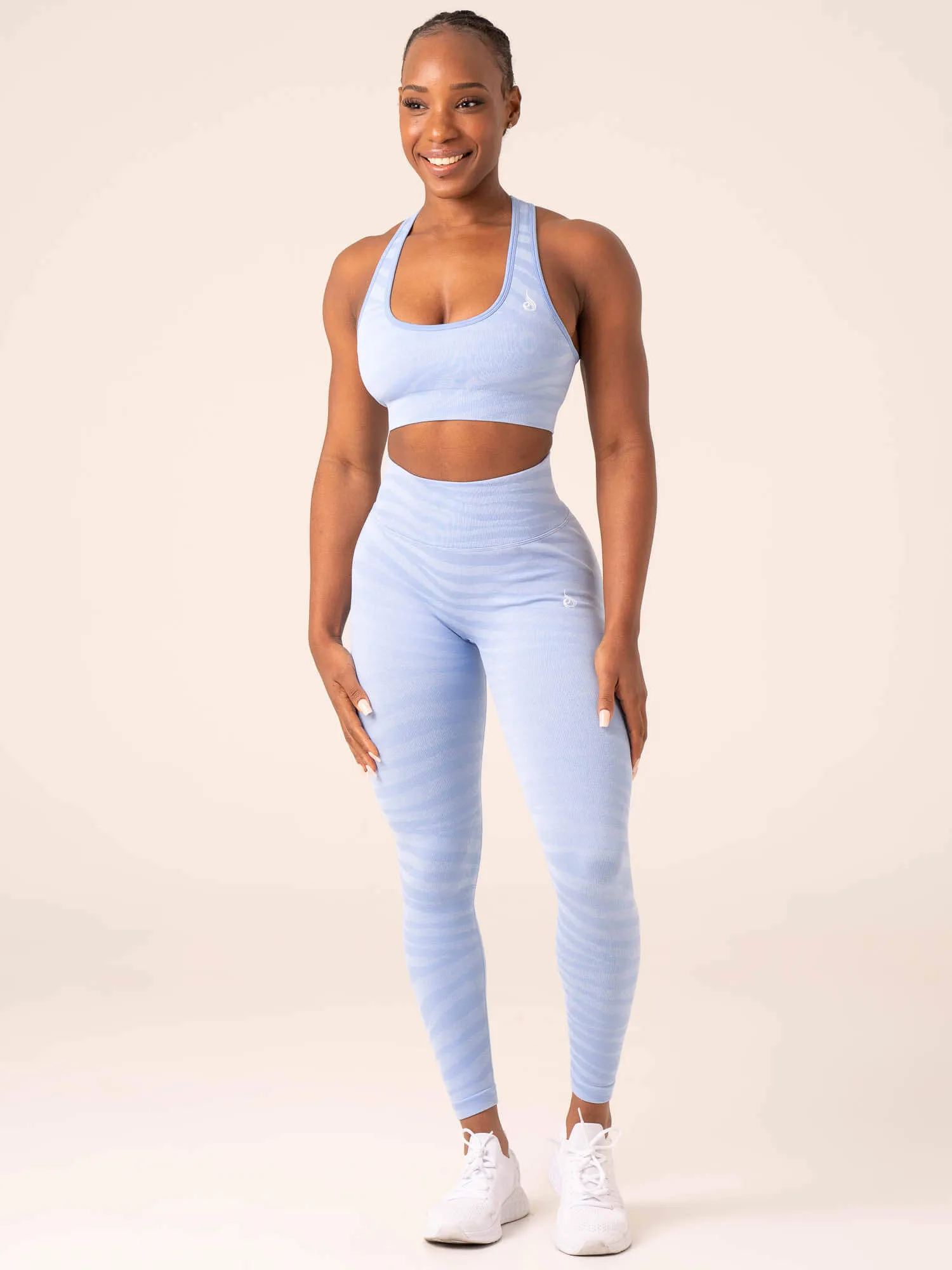 Zebra Seamless Sports Bra - Sky Blue Zebra Moisture Control