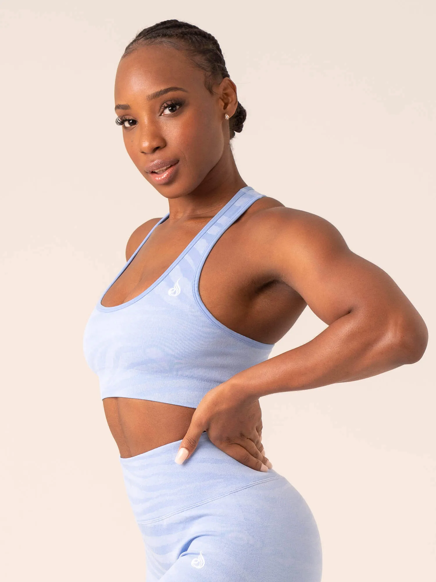 Zebra Seamless Sports Bra - Sky Blue Zebra Ventilation Holes