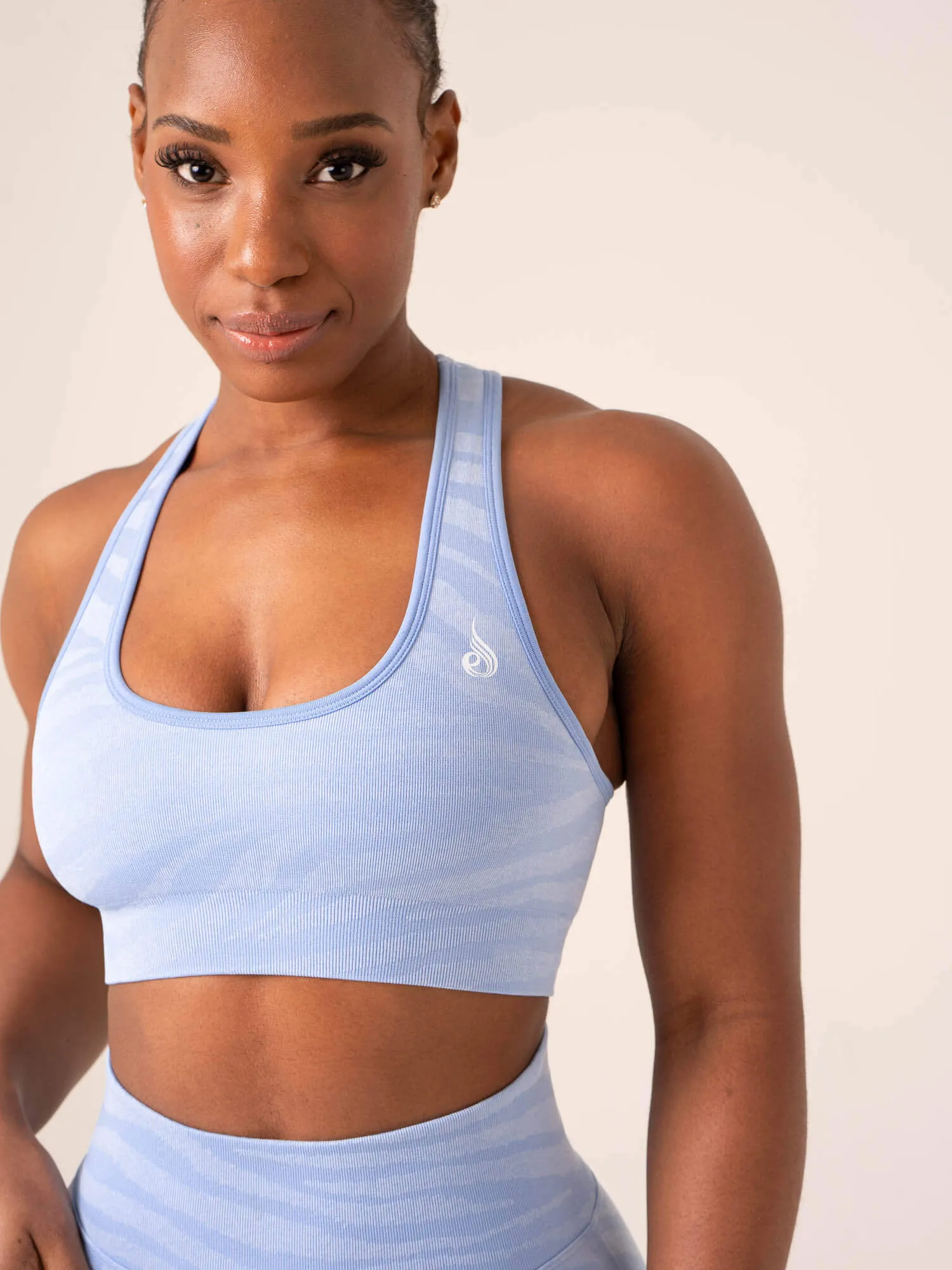 Zebra Seamless Sports Bra - Sky Blue Zebra Flexible Wear